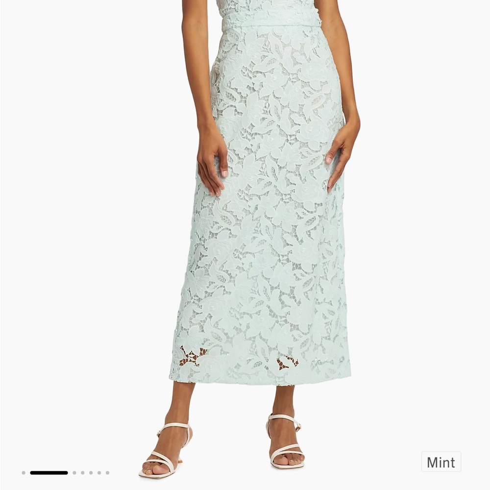 Zimmermann Mint Blue Lace Maxi Skirt